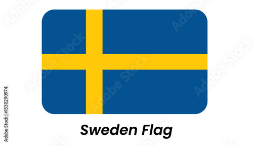 Rounded-Corner Swedish Flag Graphic