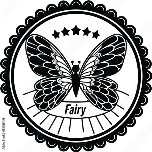 Silhouette of a cute flying fairy in flight