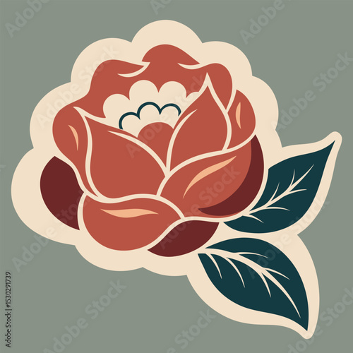 Vintage style floral sticker design classic flowers