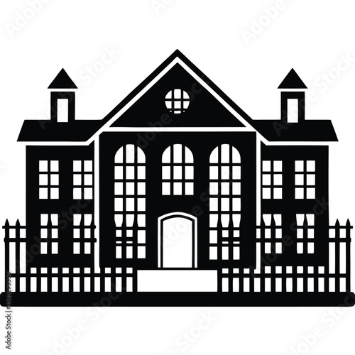 Gated entrance boarding school vector illustration