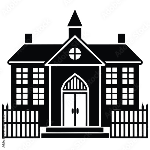 Gated entrance boarding school vector illustration