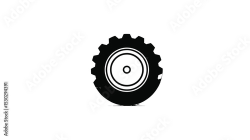 Tire Icon: Vector Graphic of a Black Wheel with Treads