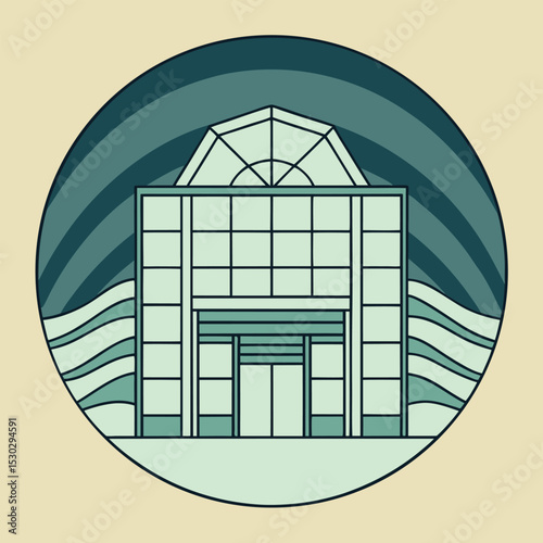 Futuristic tundra building texture with ammonite patterns