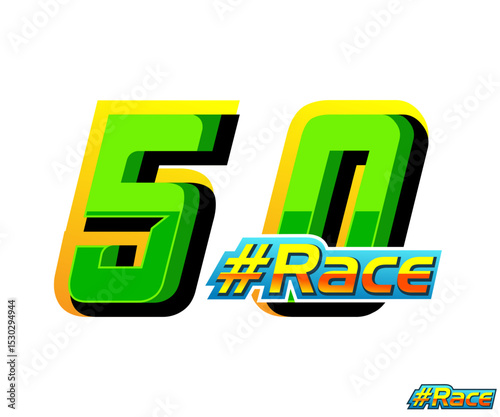 racing number 50  vector with green color and text race