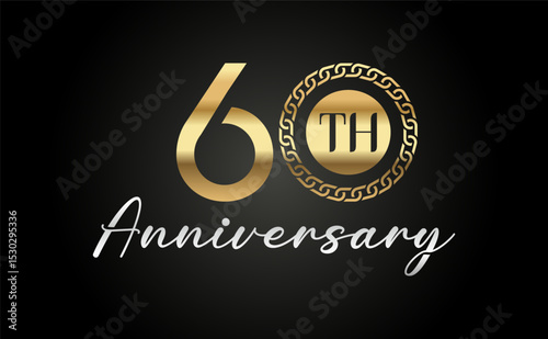 60th anniversary celebration background. with gold numbers and black background, for greeting cards, events