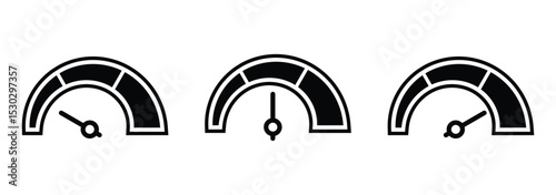 Speedometer icon. Speedometer vector. Tachometer icon. Speedometer indicator icon collection. Speed indicator vector icons. Speedometers icons set. Speed indicator sign. Performance concept. 