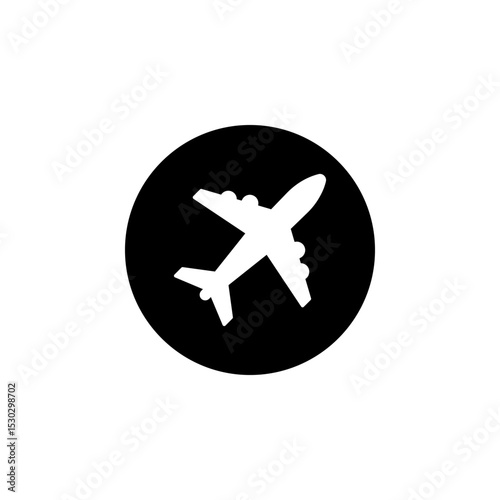Plane track to point with dashed line way or air lines, airplane icon on white background