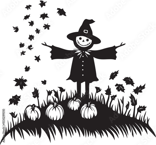 Spooky Halloween Silhouette Set – Skull, Witch, Forest, Zombie

