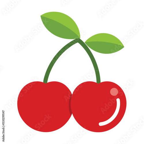 Single cherry fruit icon vector graphic for white backgrounds