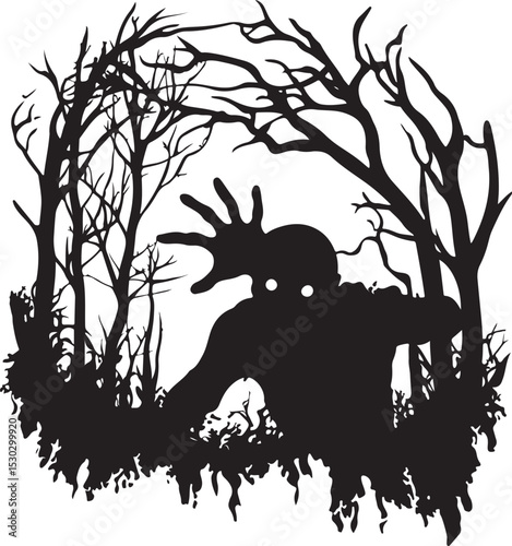 Spooky Halloween Clipart Vector – Zombie, Tree, Pumpkin

