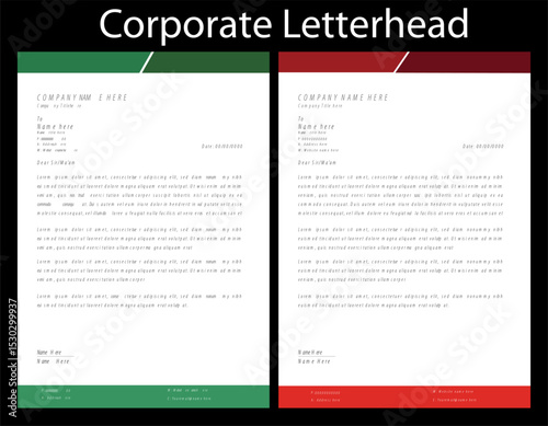Editable clean elegant minimalist abstract creative corporate company official modern professional print ready real estate business letterhead design template green orange dark blue color variation.