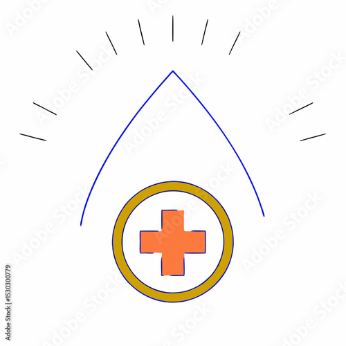 Illustration of a medical cross inside a circle design