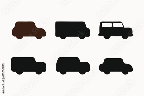 Collection of Simple Car and Truck Icons Vector Graphics for Design Projects