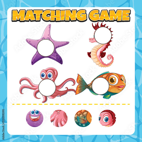 Sea Creature Matching Game for Kids
