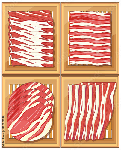 Vector Illustration of Asian Meat Cuts