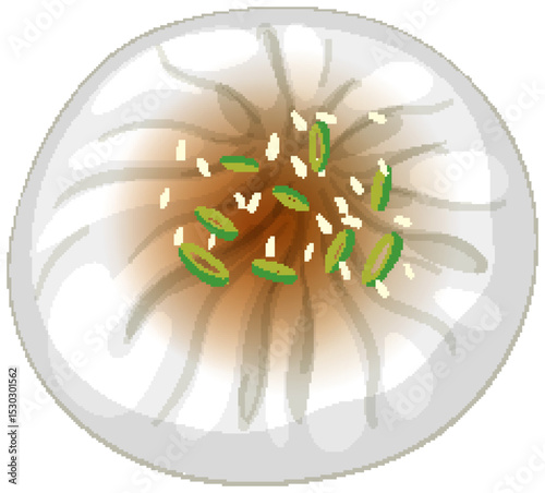 Vector Illustration of Asian Dumpling with Garnish