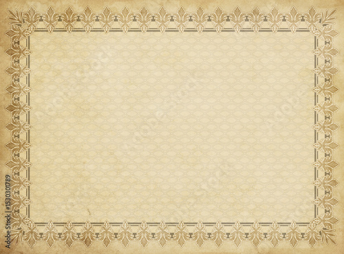 Bad condition grunge paper background with decorative vintage frame.