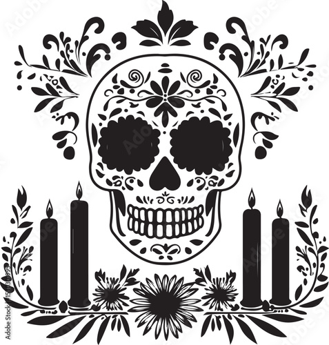 Haunted Graveyard and Witch Silhouette Illustrations


