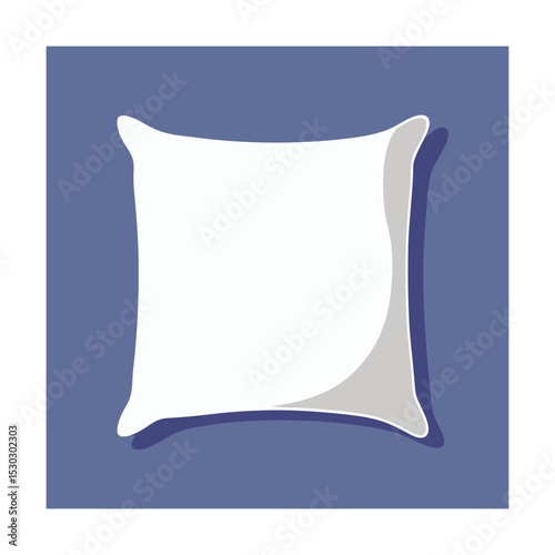 Simple vector illustration of a square white pillow on a light blue background
