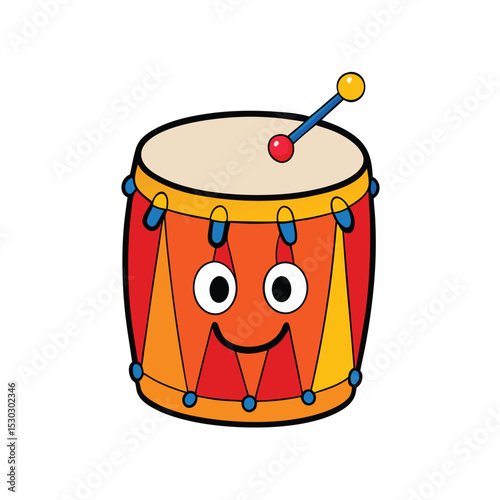 Colorful cartoon drum illustration for kids