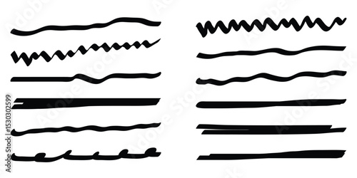 Highlight marker lines. black text highlighter markers strokes, highlights marking. Permanent marker sketches, ink brush or permanent marker sketch.