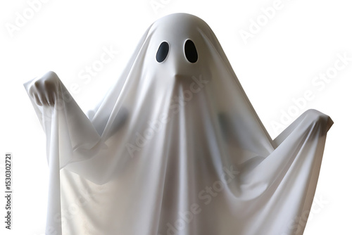 Spooky ghost costume isolated on a white background png ai generated