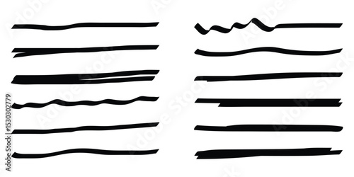 Highlight marker lines. black text highlighter markers strokes, highlights marking. Permanent marker sketches, ink brush or permanent marker sketch.