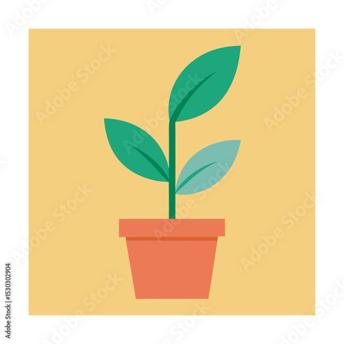 A simple illustration of a plant growing in a pot representing nature and growth