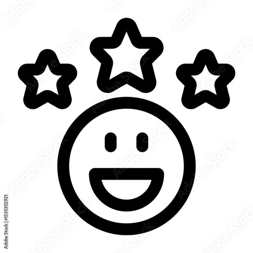 Happy Emoticon with Stars
