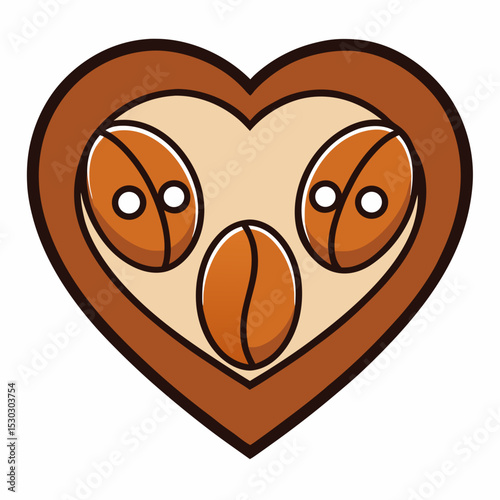 Heart shaped design with coffee beans inside illustration