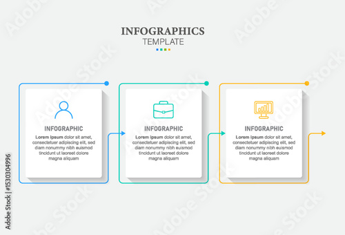 3 steps business infographics template vector.