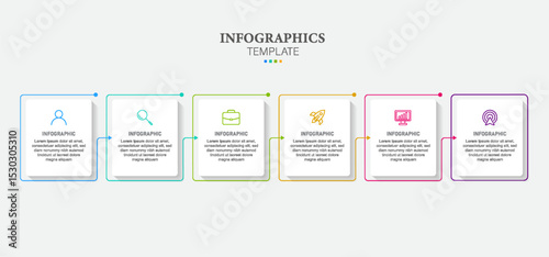 6 steps business infographics template vector.