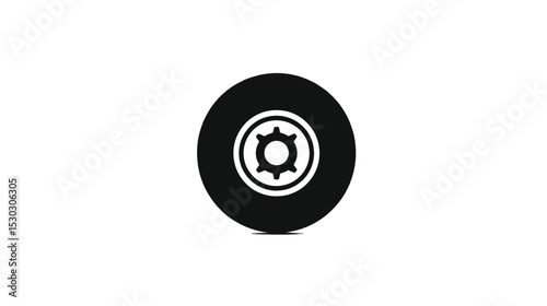 Tire Icon: Black Wheel Graphic for Automotive & Mechanical Designs