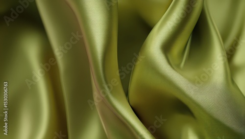 Draped, smooth, olive green silk