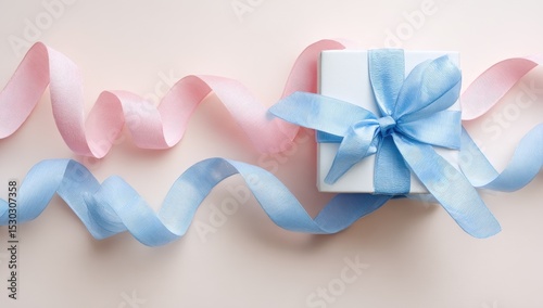 Pastel gift box with ribbons