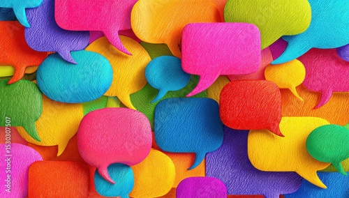 Colorful speech bubbles densely packed (2)