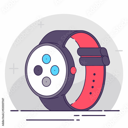 Illustration of a smartwatch with circular display and band