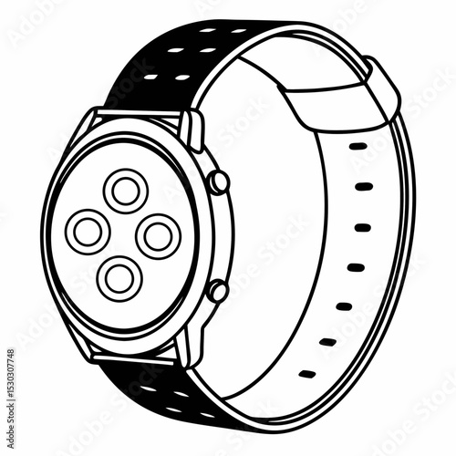 Illustration of a smartwatch with a perforated wristband