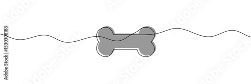 Continuous line drawing of human bone. Line art of dog bone. One line drawing background. Vector illustration. EPS 10 .