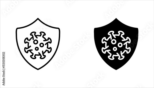 immune system and antibacterial protection line icons set, vector illustration on white background