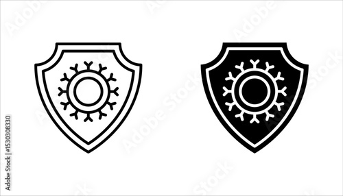 immune system and antibacterial protection line icons set, vector illustration on white background