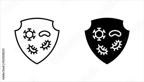 immune system and antibacterial protection line icons set, vector illustration on white background