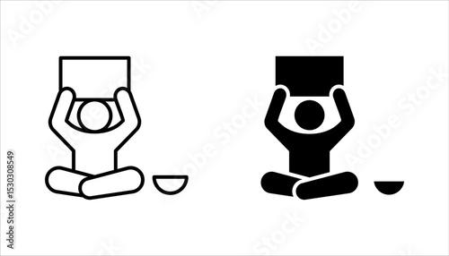 Poverty line icon set. Homless, hunger and poor concept. Vector illustration on white background.