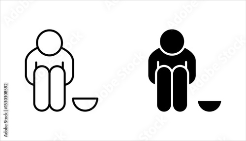Poverty line icon set. Homless, hunger and poor concept. Vector illustration on white background.