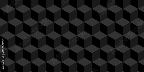 Abstract square black grid tiles cubic square shape wall backdrop texture. wallpaper cube geometric wall and floor vector diamond hexagon triangle wallpaper background.	