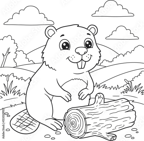 Beaver Outline for Coloring pages white color background