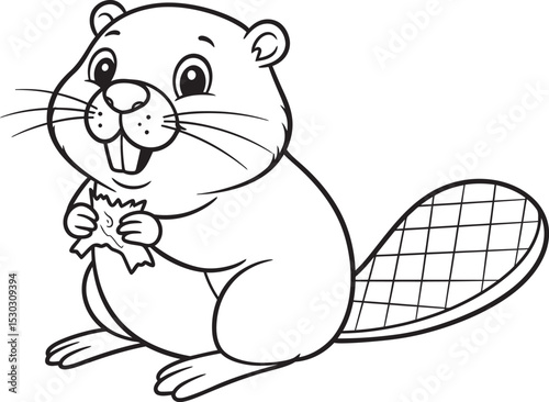 Beaver Outline for Coloring pages white color background