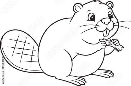 Beaver Outline for Coloring pages white color background