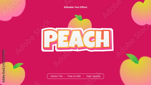 Peach Text Effects Vector Design with Pink Background