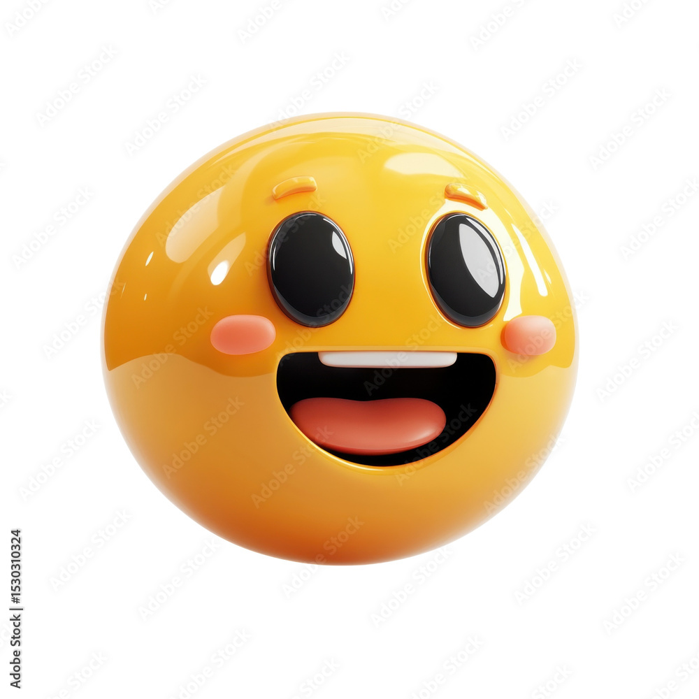 Fototapeta premium Delightful Expression 3D Emoji Render of a Gleeful Face Cartoon Smile with on transparent background